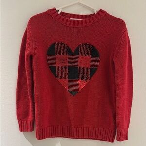 Epic Threads Red and Black Plaid Heart Crew Neck